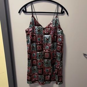 ZARA Geometric Colorful Sequin Strappy Dress